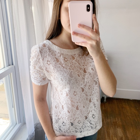 Forever 21 M White Crochet Formal Top - Picture 3 of 6